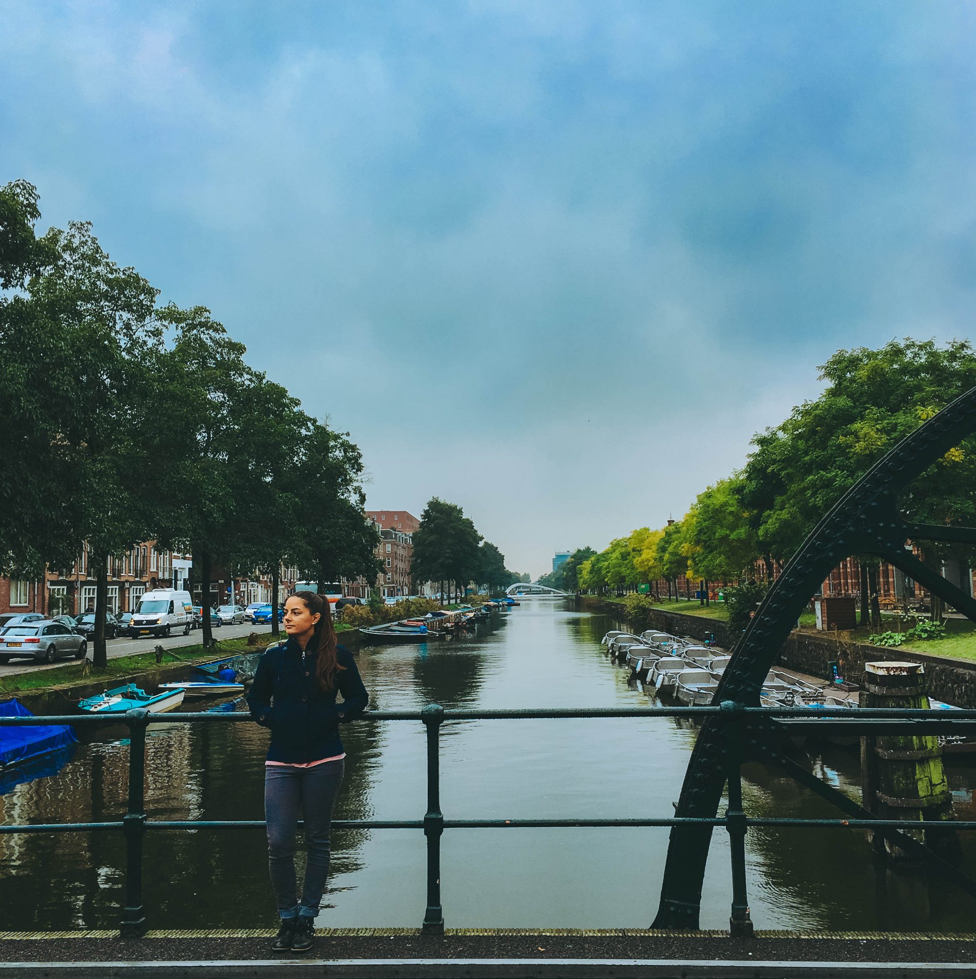 Girl Bridge Amsterdam Canal