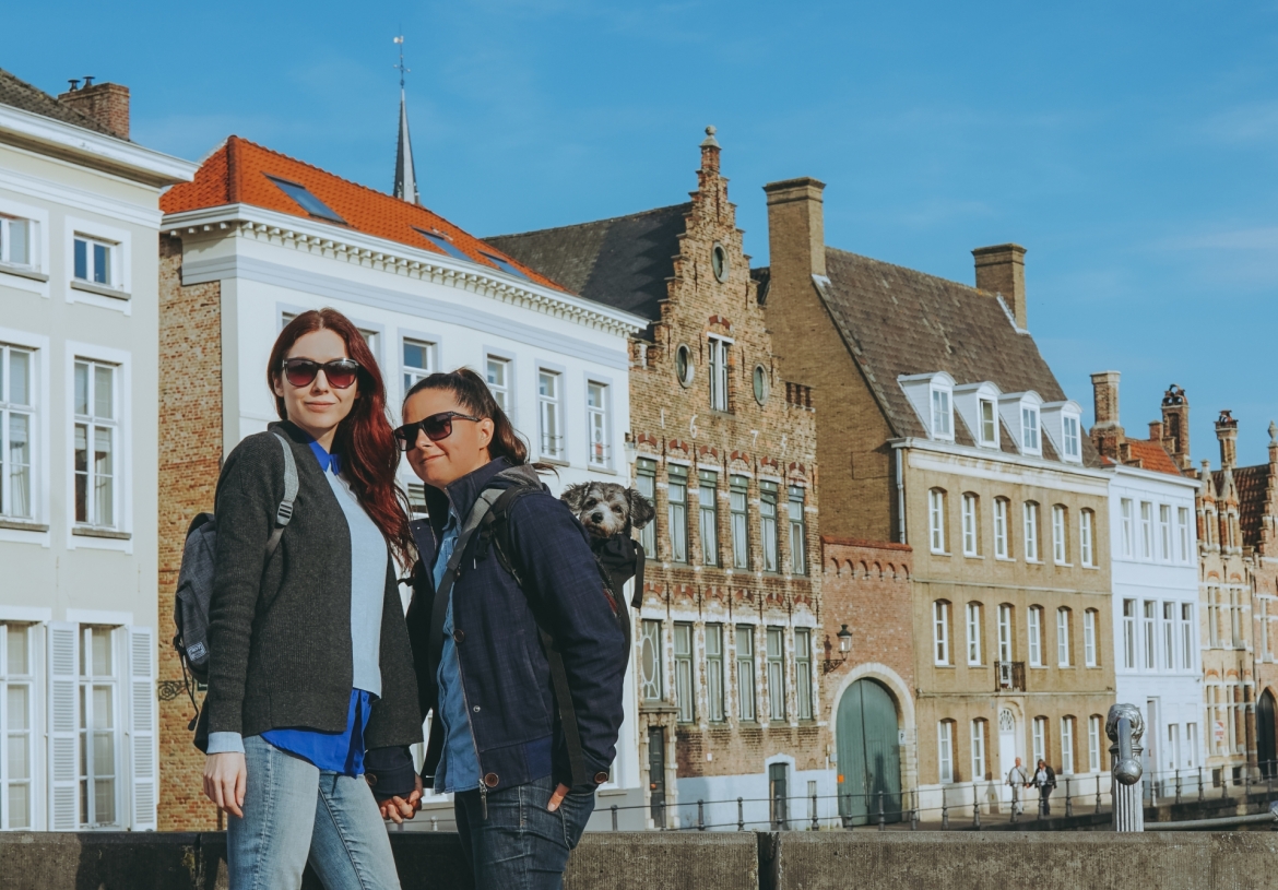 Lesbian Couple and Dog Bruges Brugge