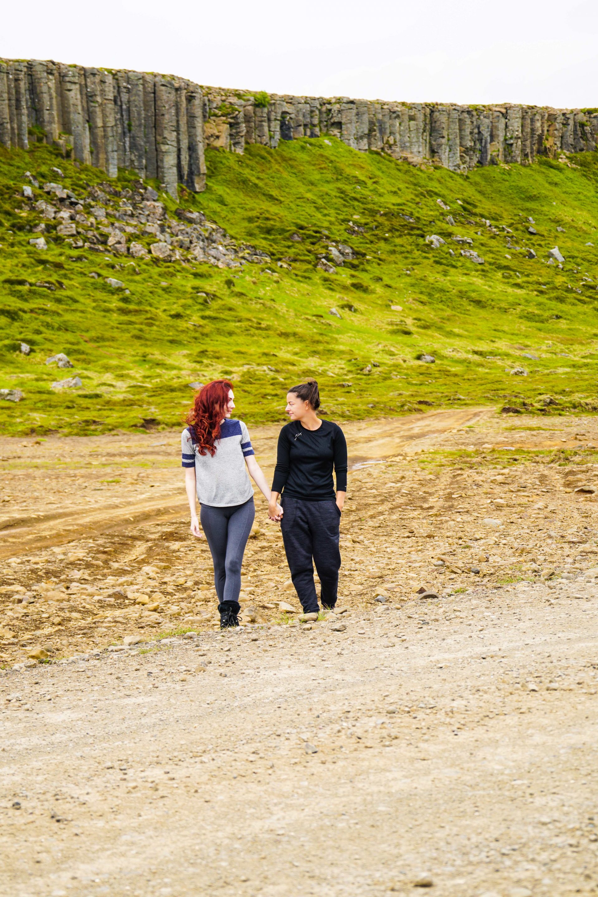 Lesbian Couple Basalt Cliffs Iceland