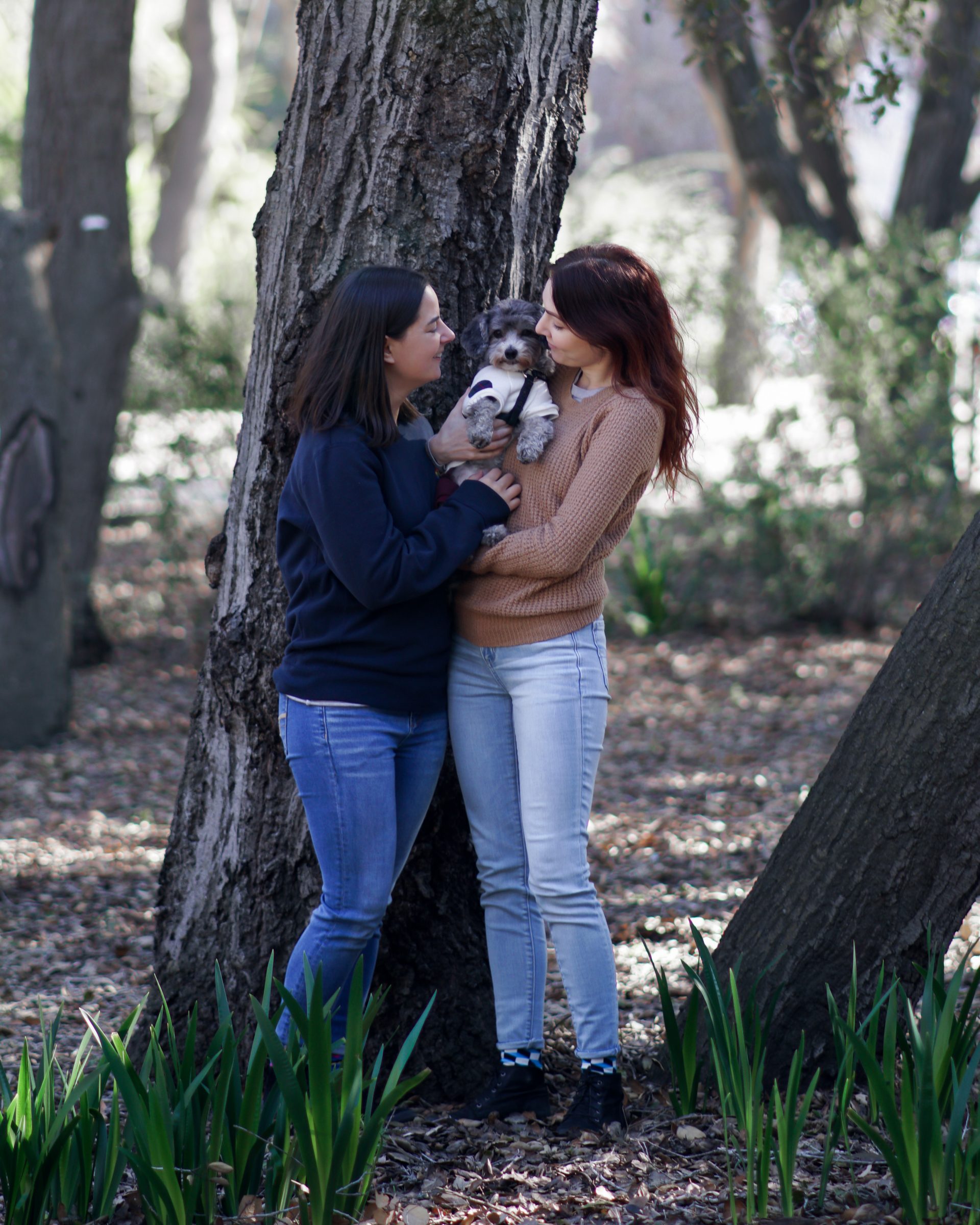 Lesbian Couple Cute Dog Trees