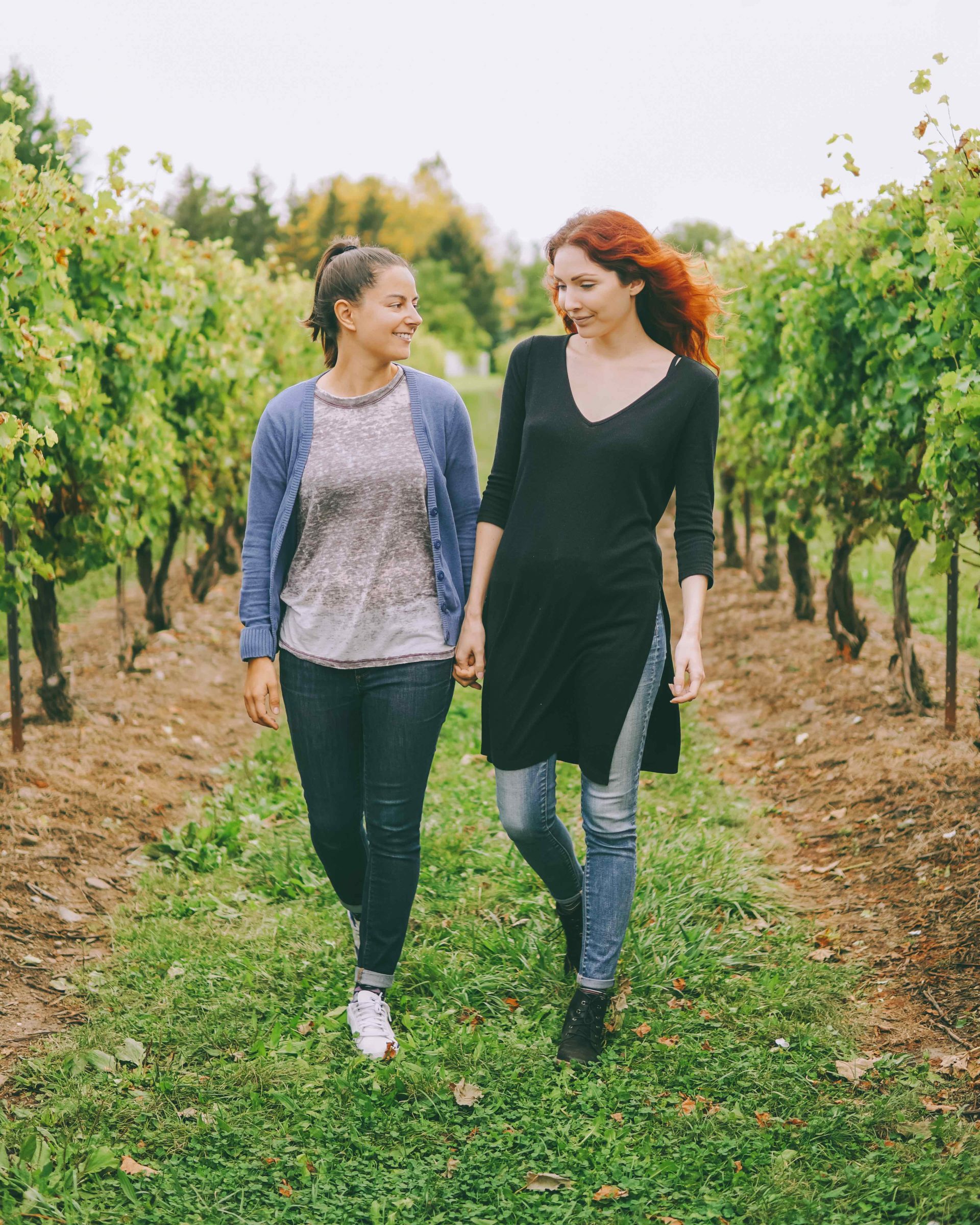 Lesbian Couple Redhead Winery Vineyard