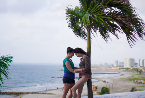 Cartagena Rooftop Pool Lesbian Couple