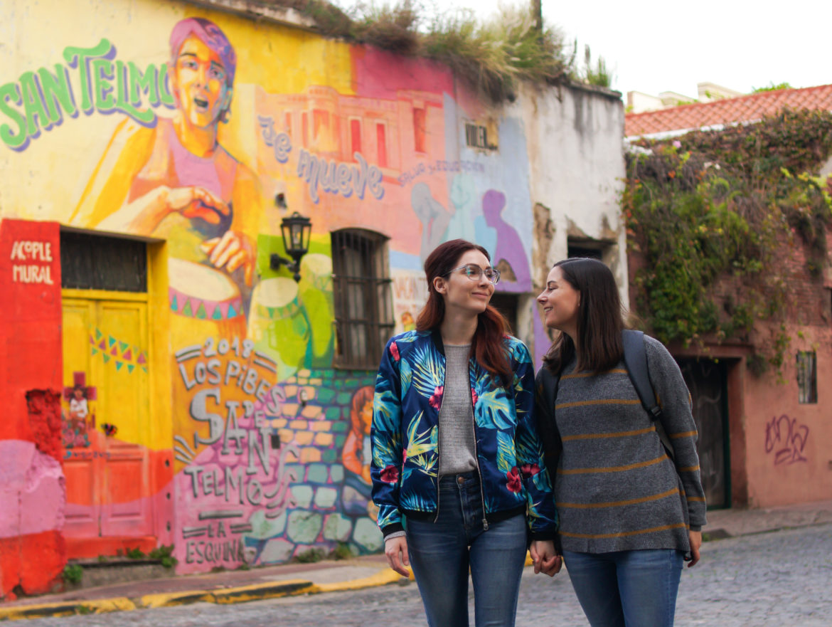 Lesbian Couple Buenos Aires San Telmo Street Art