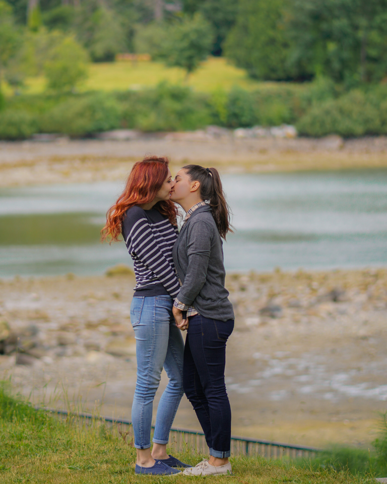 Lesbian Couple Kissing on Beach