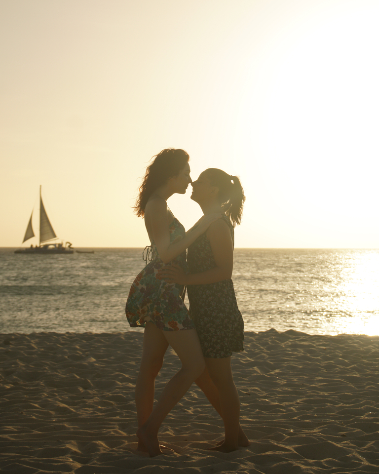 Lesbian Couple Beach Sunset