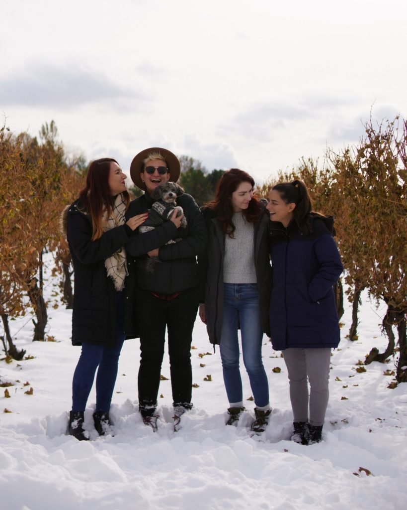 Friends at Winery Niagara Snow