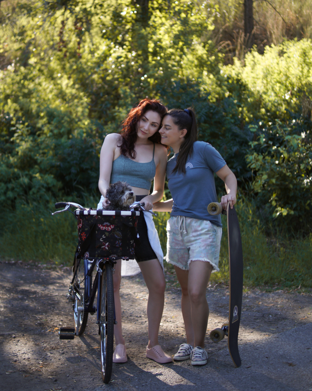 Lesbian Couple Bike Skateboard